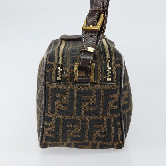 FENDI Zucca Canvas Schultertasche Schwarz Braun Auth 171985