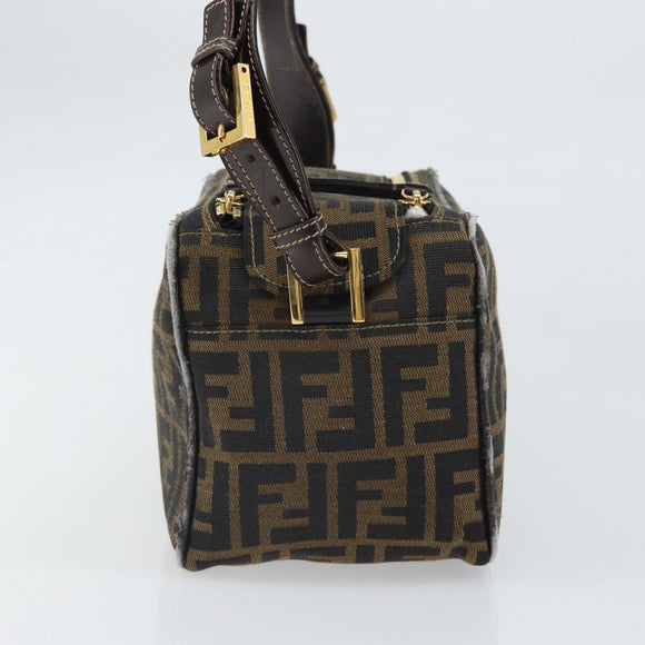 FENDI Zucca Canvas Schultertasche Schwarz Braun Auth 171985