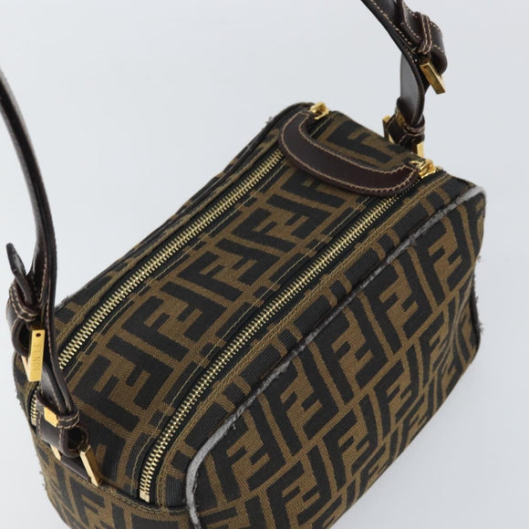 FENDI Zucca Canvas Schultertasche Schwarz Braun Auth 171985