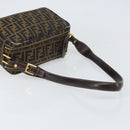FENDI Zucca Canvas Schultertasche Schwarz Braun Auth 171985-7