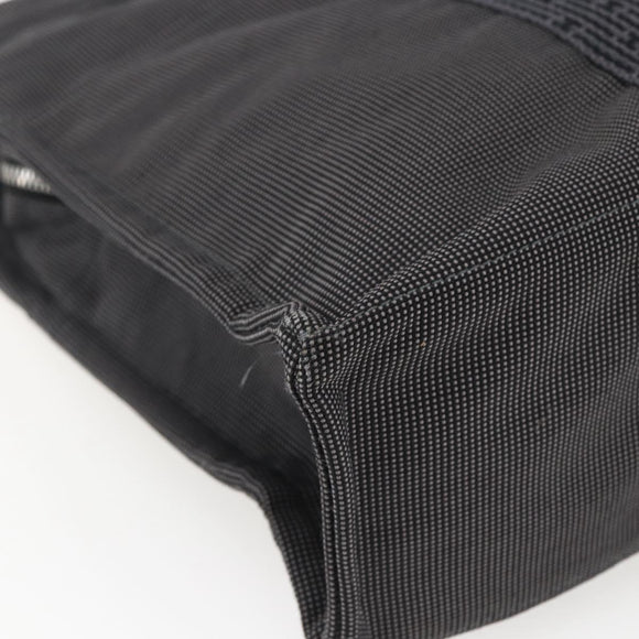 HERMES Her Line Tote MM Hand Bag Canvas Gray Silver Auth 171986