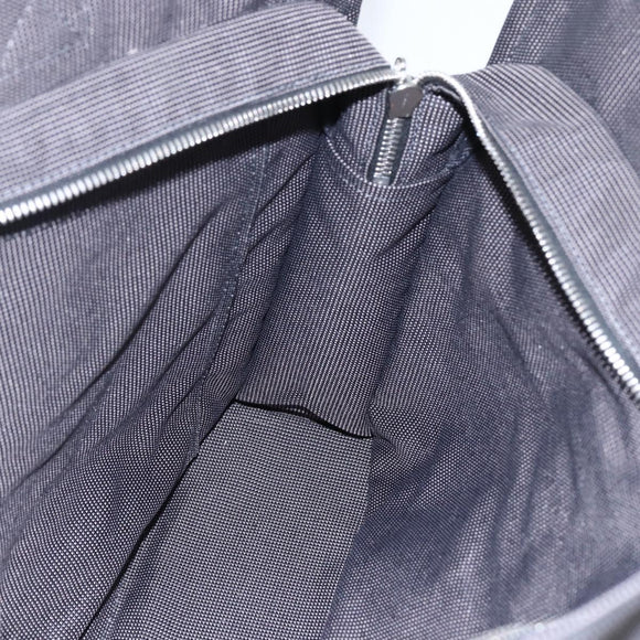 HERMES Her Line Tote MM Hand Bag Canvas Gray Silver Auth 171986