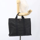 HERMES Her Line Tote MM Hand Bag Canvas Gray Silver Auth 171986-20
