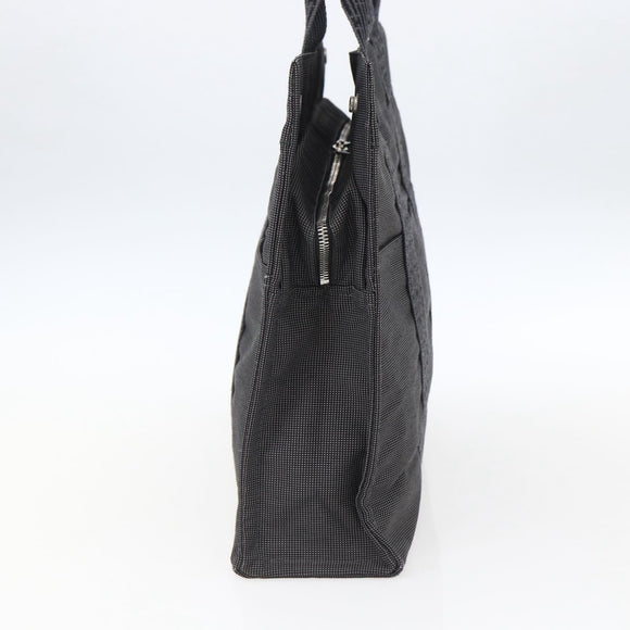 HERMES Her Line Tote MM Hand Bag Canvas Gray Silver Auth 171986