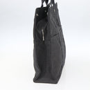 HERMES Her Line Tote MM Hand Bag Canvas Gray Silver Auth 171986-5