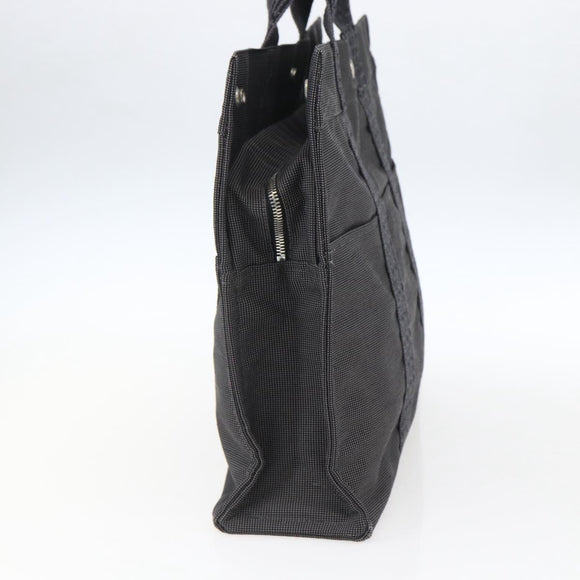 HERMES Her Line Tote MM Hand Bag Canvas Gray Silver Auth 171986