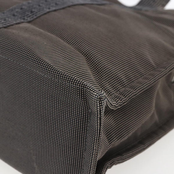 HERMES Her Line Tote MM Hand Bag Canvas Gray Silver Auth 171988