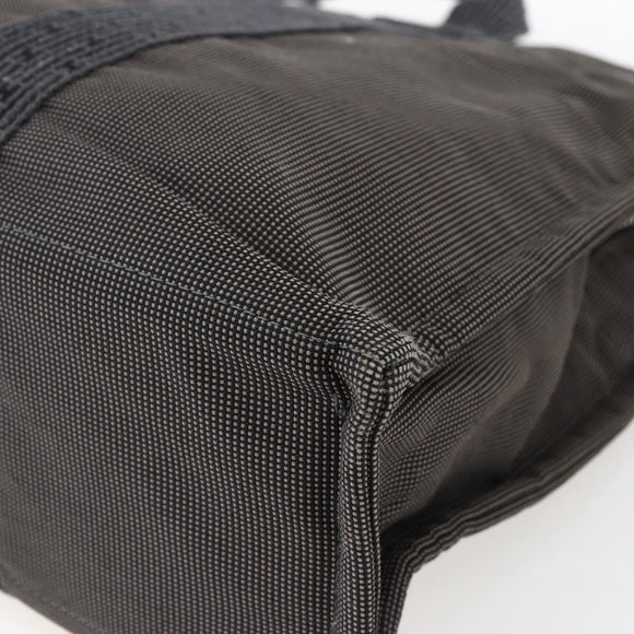 HERMES Her Line Tote MM Hand Bag Canvas Gray Silver Auth 171988