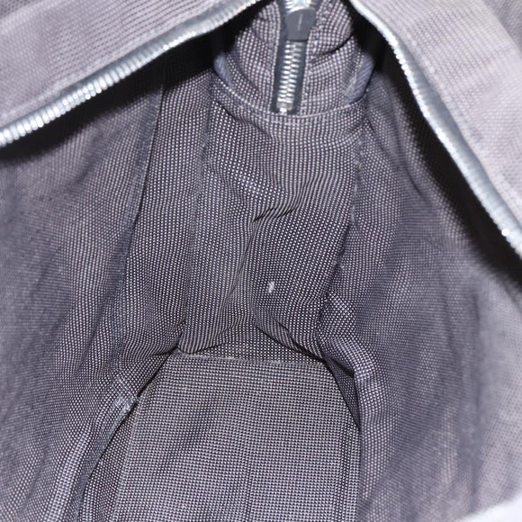 HERMES Her Line Tote MM Hand Bag Canvas Gray Silver Auth 171988