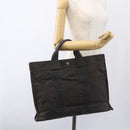 HERMES Her Line Tote MM Hand Bag Canvas Gray Silver Auth 171988-19