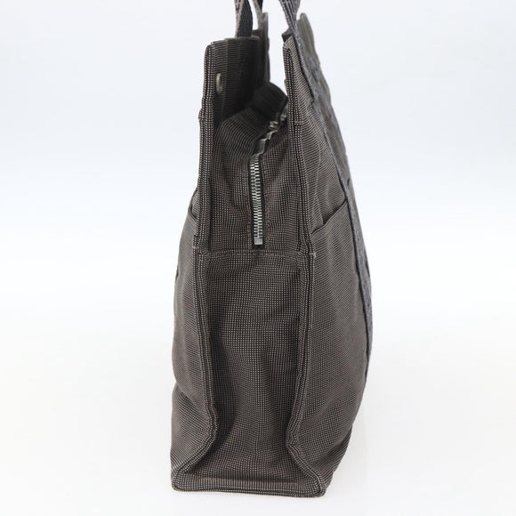 HERMES Her Line Tote MM Hand Bag Canvas Gray Silver Auth 171988