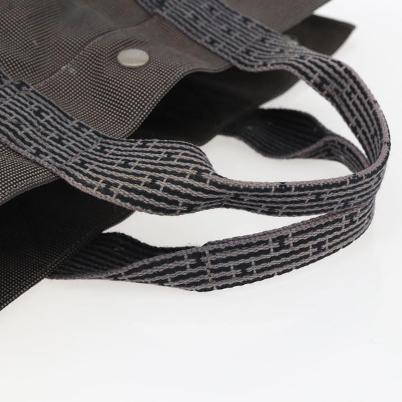 HERMES Her Line Tote MM Hand Bag Canvas Gray Silver Auth 171988