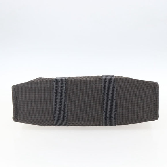 HERMES Her Line Tote MM Hand Bag Canvas Gray Silver Auth 171988