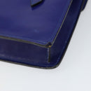CELINE Hand Bag Leather Blue Gold Auth 171994-12