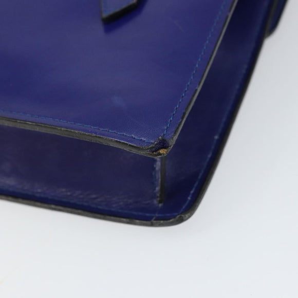 CELINE Hand Bag Leather Blue Gold Auth 171994