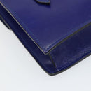 CELINE Hand Bag Leather Blue Gold Auth 171994-13
