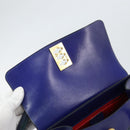 CELINE Hand Bag Leather Blue Gold Auth 171994-16