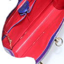 CELINE Hand Bag Leather Blue Gold Auth 171994-18