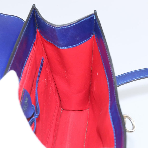 CELINE Hand Bag Leather Blue Gold Auth 171994
