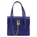 CELINE Hand Bag Leather Blue Gold Auth 171994-2