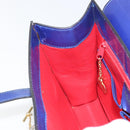 CELINE Hand Bag Leather Blue Gold Auth 171994-20