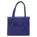CELINE Hand Bag Leather Blue Gold Auth 171994-3
