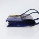 CELINE Hand Bag Leather Blue Gold Auth 171994-4
