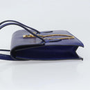 CELINE Hand Bag Leather Blue Gold Auth 171994-5