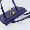 CELINE Hand Bag Leather Blue Gold Auth 171994-6