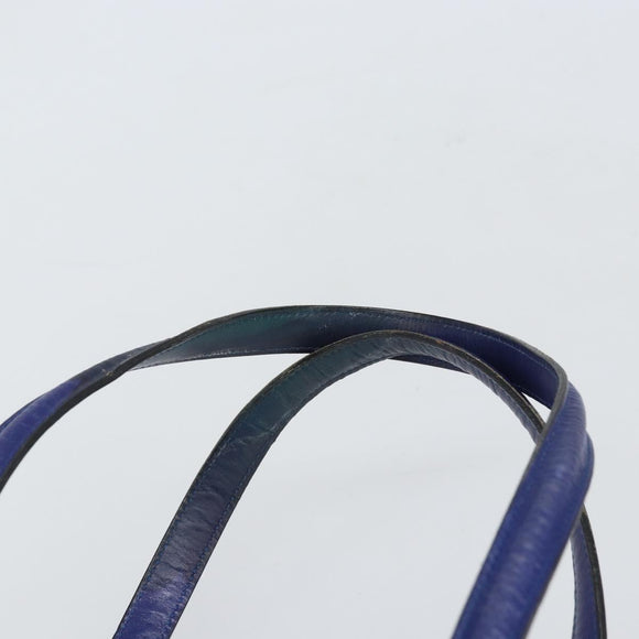 CELINE Hand Bag Leather Blue Gold Auth 171994