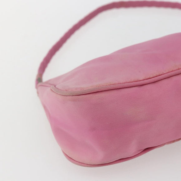PRADA Accessory Pouch Nylon Pink Silver Auth 171998