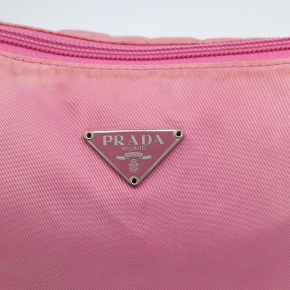 PRADA Accessory Pouch Nylon Pink Silver Auth 171998