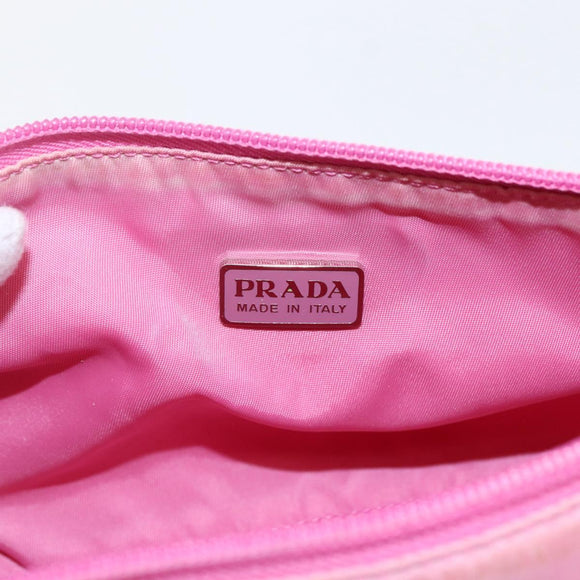 PRADA Accessory Pouch Nylon Pink Silver Auth 171998