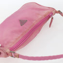 PRADA Accessory Pouch Nylon Pink Silver Auth 171998-6