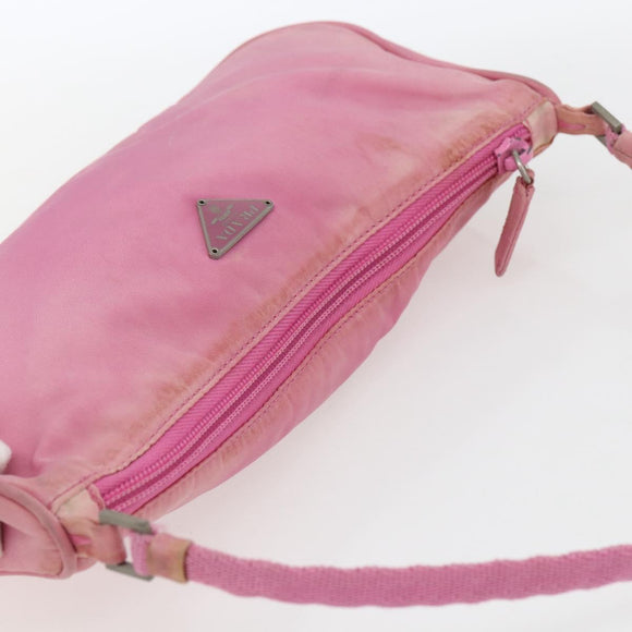PRADA Accessory Pouch Nylon Pink Silver Auth 171998