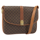 CELINE Macadam Canvas Shoulder Bag PVC Leather Brown Gold Auth 172001-1