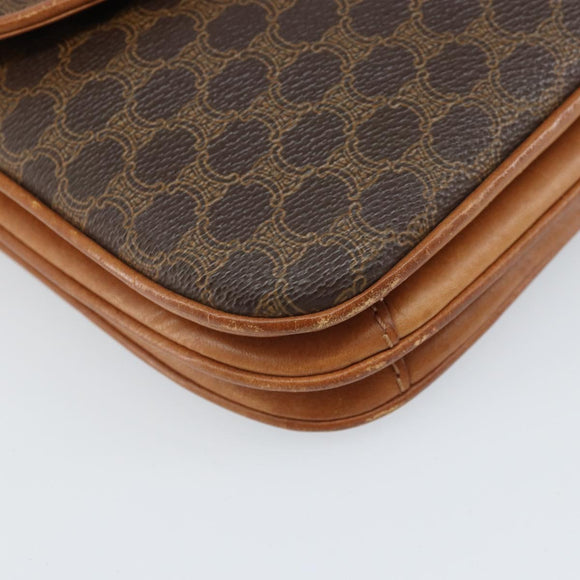 CELINE Macadam Canvas Shoulder Bag PVC Leather Brown Gold Auth 172001