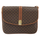 CELINE Macadam Canvas Shoulder Bag PVC Leather Brown Gold Auth 172001-2