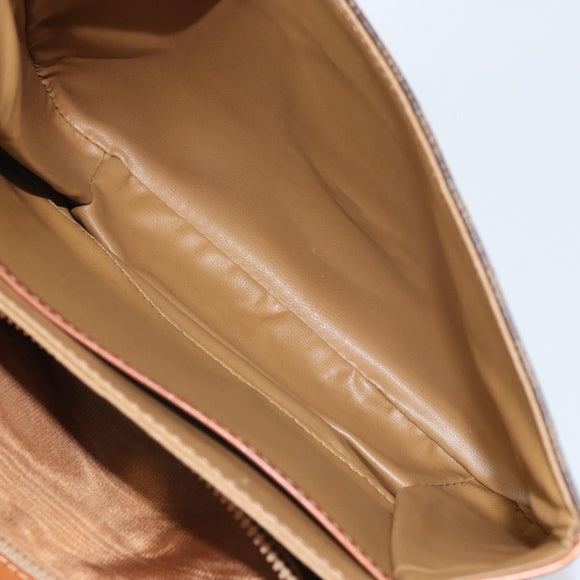 CELINE Macadam Canvas Shoulder Bag PVC Leather Brown Gold Auth 172001