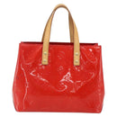 LOUIS VUITTON Monogram Vernis Reade PM Hand Bag Red Rouge M91088 LV Auth 172005-13