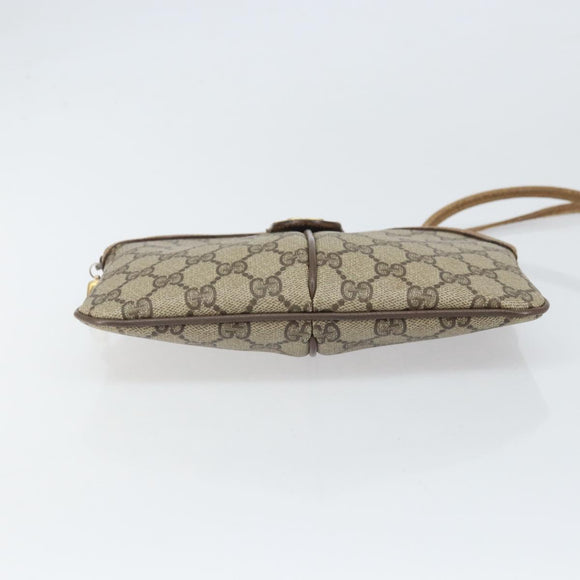 GUCCI GG Supreme Web Sherry Line Bag PVC Beige Gold 68 02 047 Auth 172006