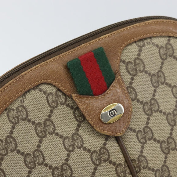 GUCCI GG Supreme Web Sherry Line Bag PVC Beige Gold 68 02 047 Auth 172006