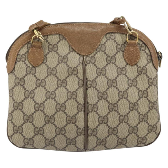 GUCCI GG Supreme Web Sherry Line Bag PVC Beige Gold 68 02 047 Auth 172006