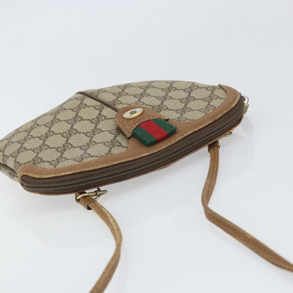 GUCCI GG Supreme Web Sherry Line Bag PVC Beige Gold 68 02 047 Auth 172006