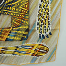 HERMES Carre 90 Scarf ""LE CHAT CARRE"" Silk Beige Auth 172015SAM-10