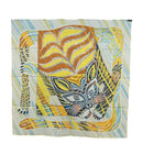 HERMES Carre 90 Scarf ""LE CHAT CARRE"" Silk Beige Auth 172015SAM-14