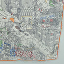 HERMES Carre 90 Scarf ""Animapolis"" Silk White Auth 172016SAM-10