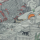 HERMES Carre 90 Scarf ""Animapolis"" Silk White Auth 172016SAM-14