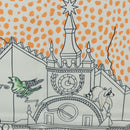 HERMES Carre 90 Scarf ""Animapolis"" Silk White Auth 172016SAM-15