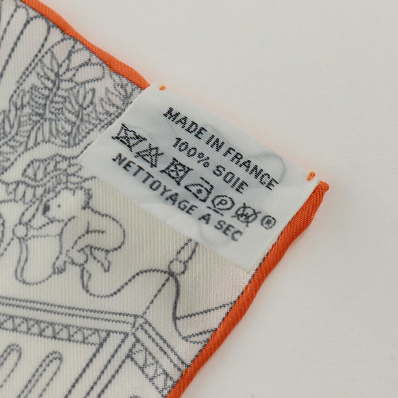 HERMES Carre 90 Scarf ""Animapolis"" Silk White Auth 172016SAM